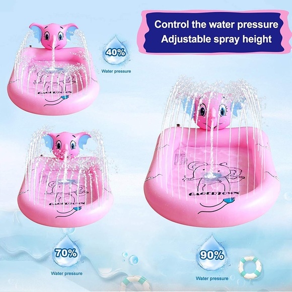 SALE - New 68" Splash Pad for Kids Pool with Sprinkler Outdoor Toy Pink or Blue​ - Picture 12 of 14